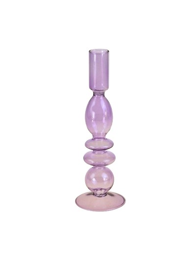 Kerzenleuchter "Lea" Glas, Lila 22 cm