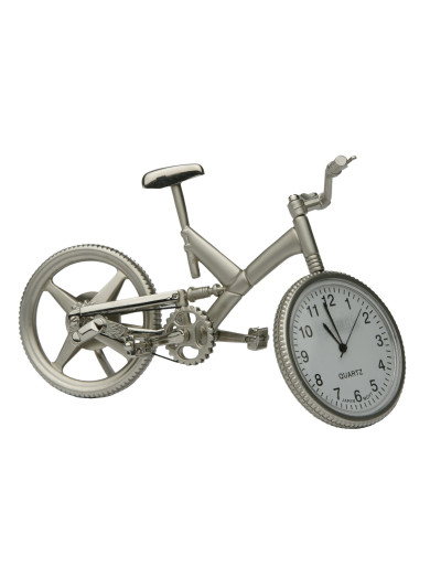 Tischuhr Fahrrad Mountainbike Metall Silber matt