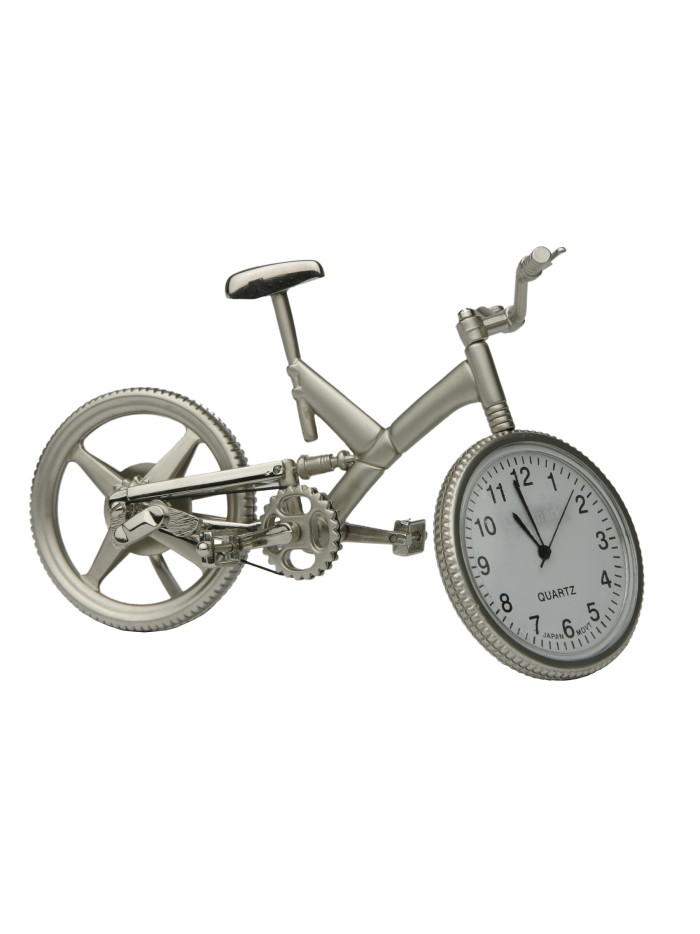 Tischuhr Fahrrad Mountainbike Metall Silber matt