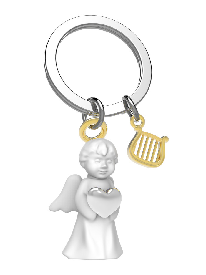 Schlüsselanhänger Schutzengel Gold-Weiß