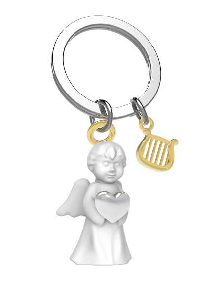 Schlüsselanhänger Schutzengel Gold-Weiß