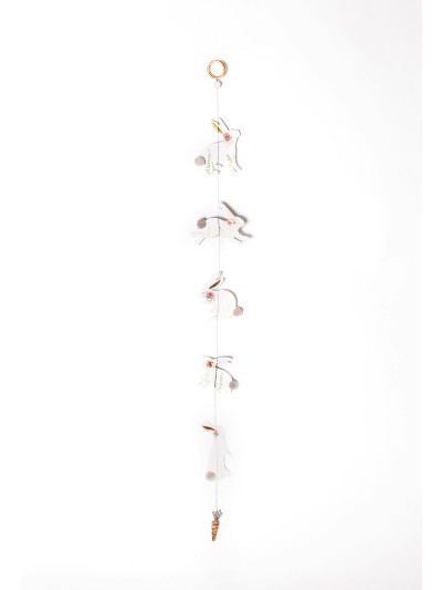 Hasen Girlande "Hoppel" Eukalyptus mit grauem Puschel