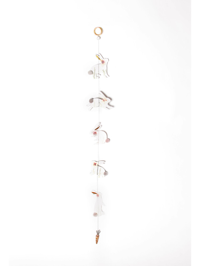 Hasen Girlande "Hoppel" Eukalyptus mit grauem Puschel