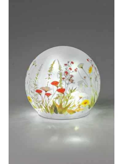 LED Deko Licht Blumenwiese 12cm Glaskugel mit Timer