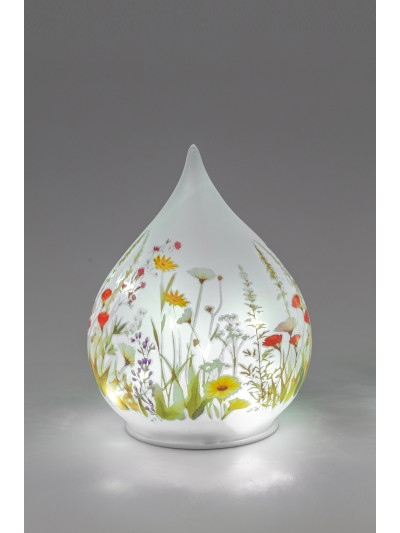 LED Deko Licht Blumenwiese 15cm Glastropfen mit Timer