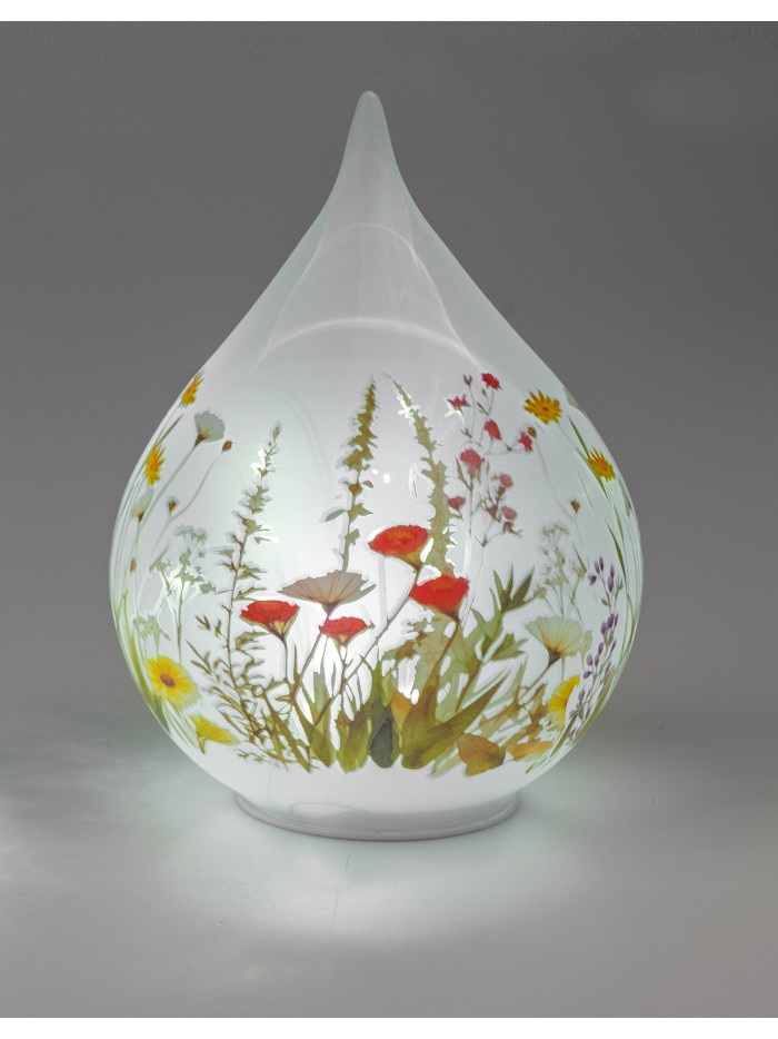 LED Deko Licht Blumenwiese 21cm Glastropfen mit Timer