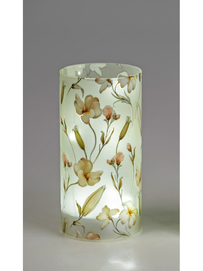 LED Deko Licht Blütentraum 16cm Glas Zylinder mit Timer