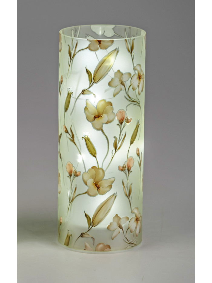 LED Deko Licht Blütentraum 20cm Glas Zylinder mit Timer