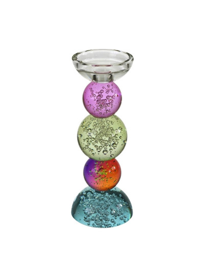 Kerzenleuchter für Stabkerze oder Teelicht 10 x 26,5 cm Glas-Kristall,