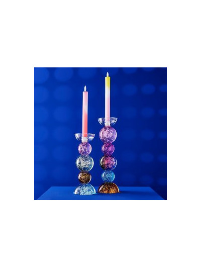 Kerzenleuchter für Stabkerze oder Teelicht 10 x 34 cm Glas-Kristall,