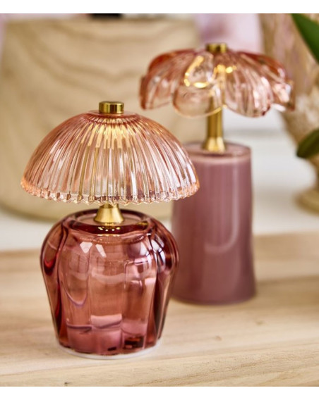 LED Lampe Blume Grün 18x11cm aus Glas mit Timer
