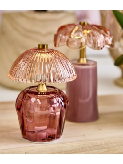 LED Lampe Blume Rosa 18x11cm aus Glas mit Timer