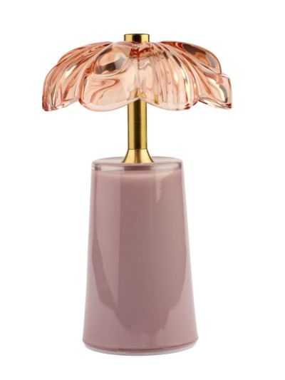 LED Lampe Blume Rosa 18x11cm aus Glas mit Timer
