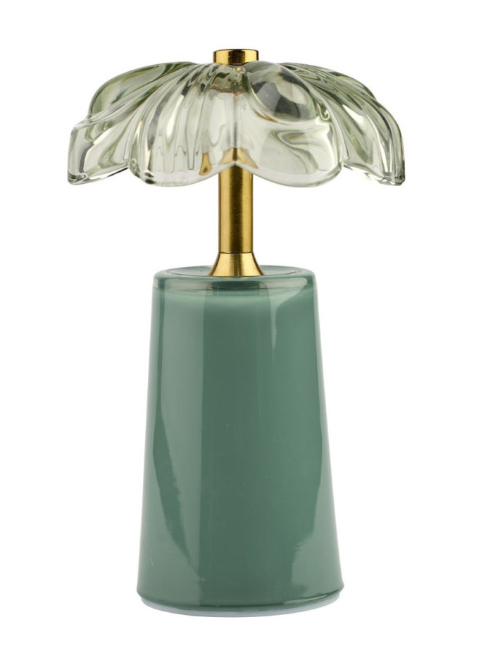 LED Lampe Blume Grün 18x11cm aus Glas mit Timer