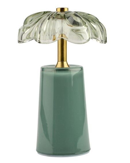 LED Lampe Blume Grün 18x11cm aus Glas mit Timer