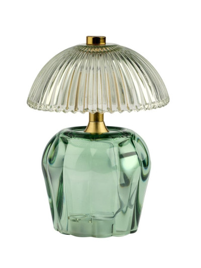 LED Lampe Blume "Schirm" Grün 15x11cm aus Glas mit Timer