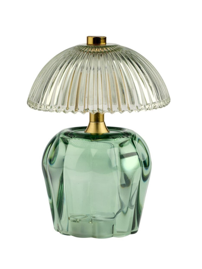 LED Lampe Blume "Schirm" Grün 15x11cm aus Glas mit Timer