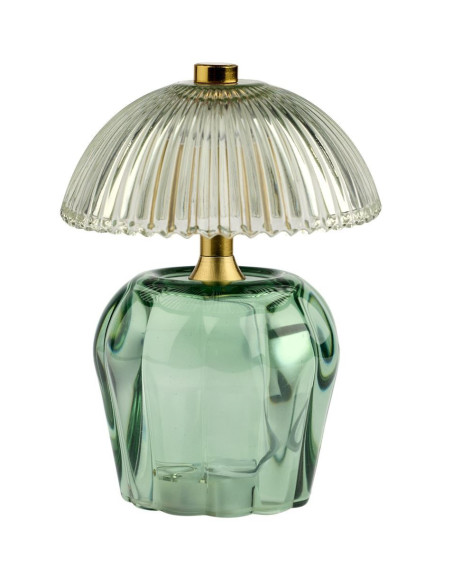 LED Lampe Blume "Schirm" Grün 15x11cm aus Glas mit Timer