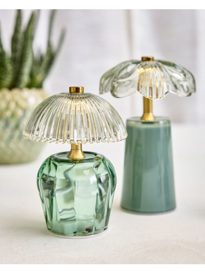 LED Lampe Blume "Schirm" Nude 15x11cm aus Glas mit Timer