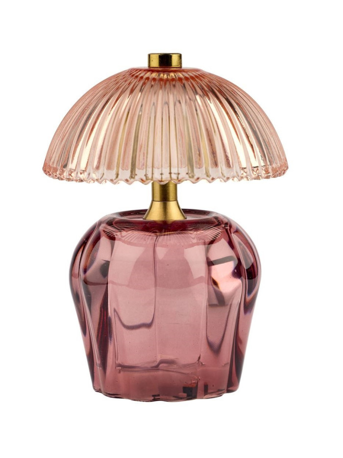 LED Lampe Blume "Schirm" Rosa 15x11cm aus Glas mit Timer