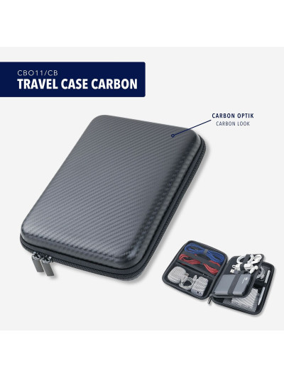 Organizer Etui "Travel Case" Carbon-Optik schwarz 17x23 cm