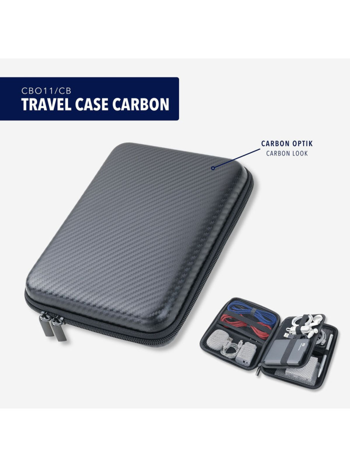 Organizer Etui "Travel Case" Carbon-Optik schwarz 17x23 cm