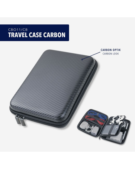Organizer Etui "Travel Case" Carbon-Optik schwarz 17x23 cm