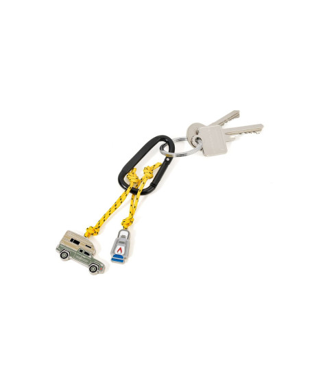 Schlüsselanhänger Camping mit Karabiner