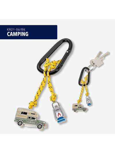 Schlüsselanhänger Camping mit Karabiner