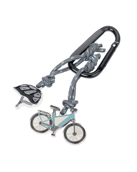 Schlüsselanhänger E-Bike, Fahrrad und Helm mit Karabiner