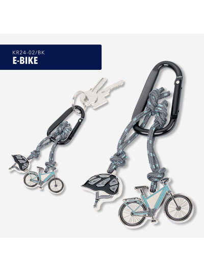 Schlüsselanhänger E-Bike, Fahrrad und Helm mit Karabiner