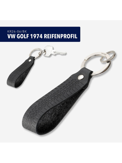 Schlüsselanhänger Reifenprofil VW Golf 1974 mit Lederschlaufe