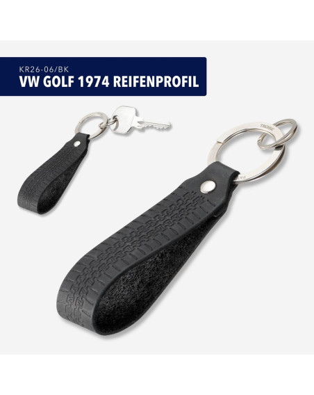 Schlüsselanhänger Reifenprofil VW Golf 1974 mit Lederschlaufe