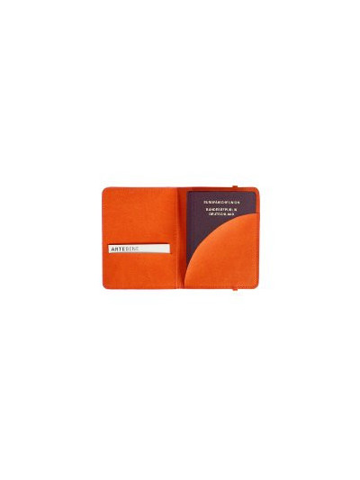 Passporthülle Reisemappe Majoie Leder-Optik orange 11x14cm