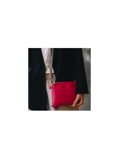 Clutch Umhängetasche Handtasche Majoie Pink, Lederoptik 22x15cm