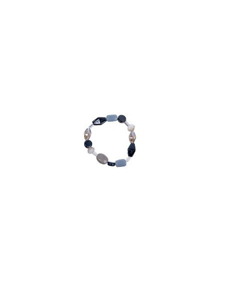 Armband Echte Glasperlen, Schwarz-Grau Majoie Gummizug