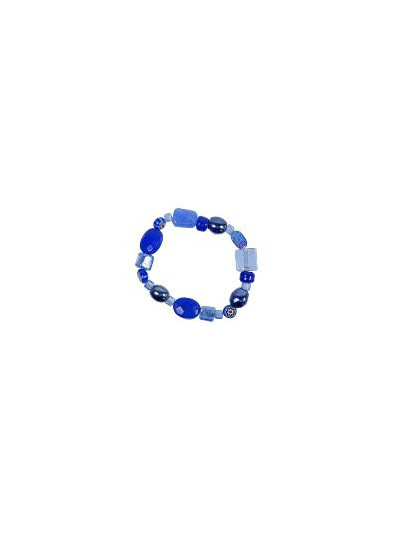 Armband Echte Glasperlen, Blau Majoie Gummizug