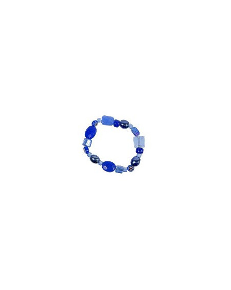 Armband Echte Glasperlen, Blau Majoie Gummizug