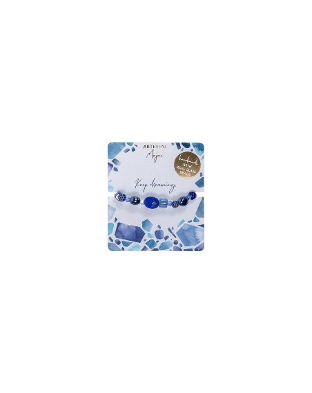 Armband Echte Glasperlen, Blau Majoie Gummizug