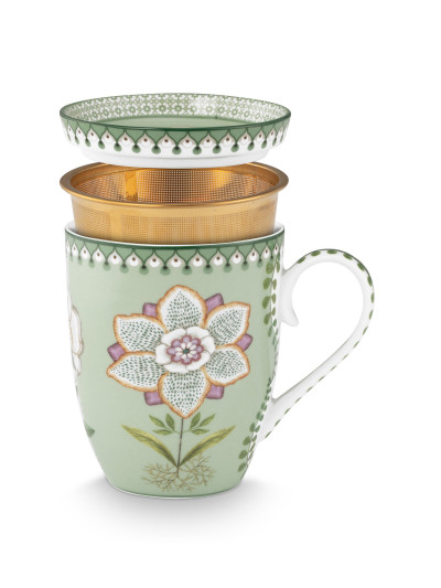 Tea for One Teebecher mit Teesieb 3er Set Lily & Lotus Light Green 350ml