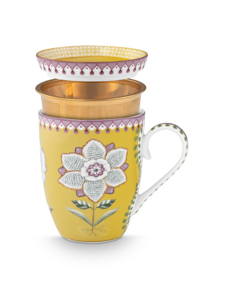 Tea for One Teebecher mit Teesieb 3er Set Lily & Lotus Yellow 350ml