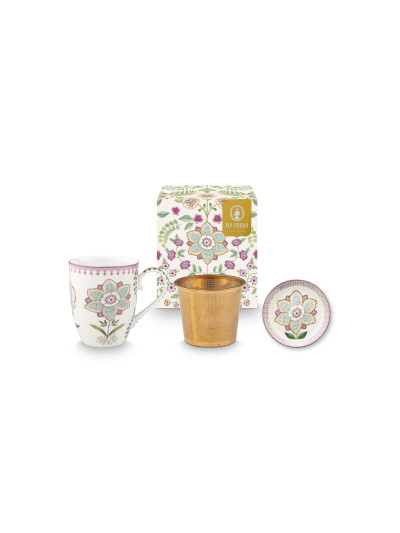 Tea for One Teebecher mit Teesieb 3er Set Lily & Lotus Off White Lilac  350ml