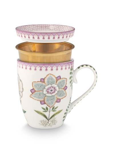 Tea for One Teebecher mit Teesieb 3er Set Lily & Lotus Off White Lilac  350ml