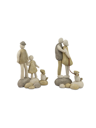 Deko Figur Steinmännchen Skulptur Frau mit Kind 16cm