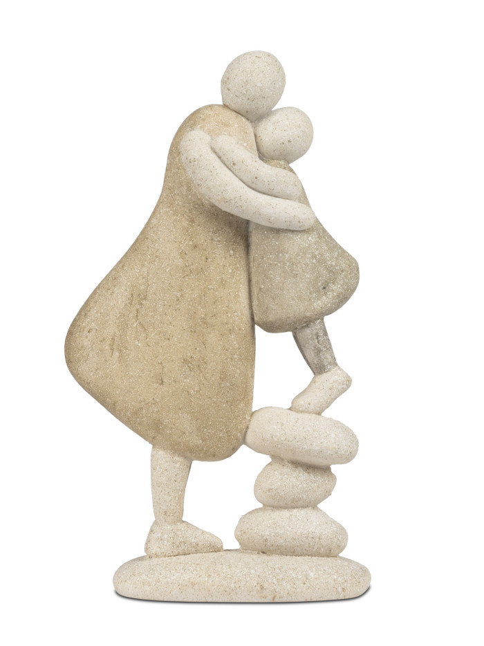 Deko Figur Steinmännchen Skulptur Frau mit Kind 16cm