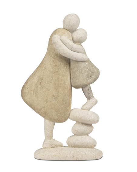 Deko Figur Steinmännchen Skulptur Frau mit Kind 16cm
