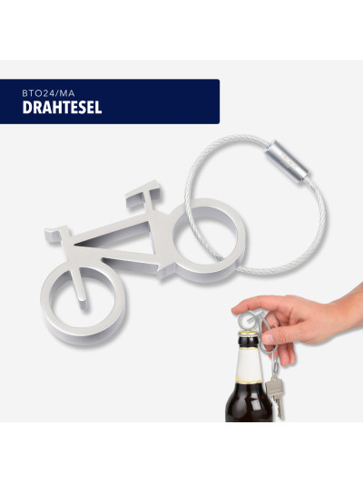 Schlüsselanhänger mit Schlüsselring und Flaschenöffner Fahrrad