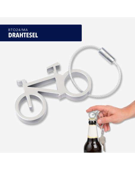 Schlüsselanhänger mit Schlüsselring und Flaschenöffner Fahrrad