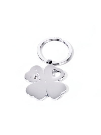Schlüsselanhänger Kleeblatt mit Swarovski Steinchen
