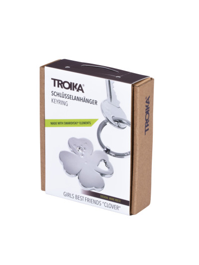 Schlüsselanhänger Kleeblatt mit Swarovski Steinchen